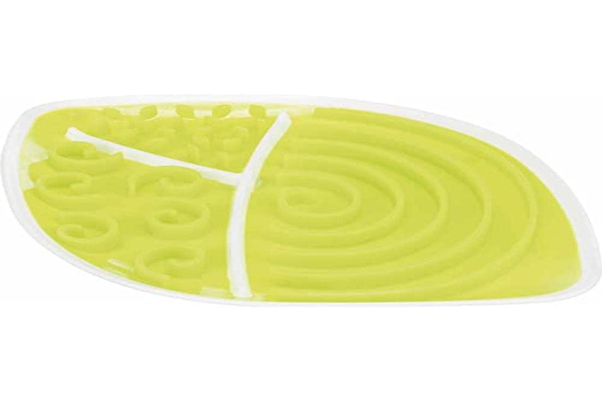 TRIXIE Lick'n'Snack Plate, Leaf Shape, TPR/PP, 28 × 21 cm, Lime/Grey
