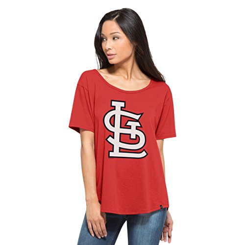 MLB St. Louis Cardinals Women's '47 Boyfriend Scoop Neck Tee, X-Large, Rescue Red