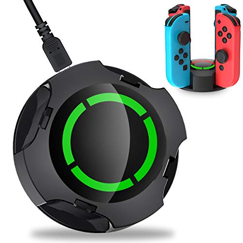 Charger Dock for Joy-Con Controller Support 4 Joy-con Controllers, Charger Station for Joy-Con Type-C Charging Cable Individual LED Indicator (Black)