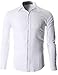 FLATSEVEN Men's Slim Fit Casual Button Down Dress Shirt Long Sleeve (SH600) White, S