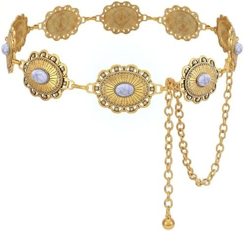 Eohak Women Western Boho Chain Belts Western Country Metal 