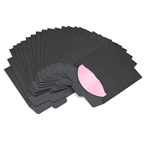 CD DVD Kraft Paper Sleeves Envelope Wedding Party CD DVD Paper Cover Bag Thick CD DVD Pack Case Holder (10Pcs, Black)