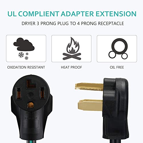 BOEEMI 4 Prong to 3 Prong Dryer Adapter Cord Convert 4 Prong Dryer Plug to 3 Prong Wall Outlet
