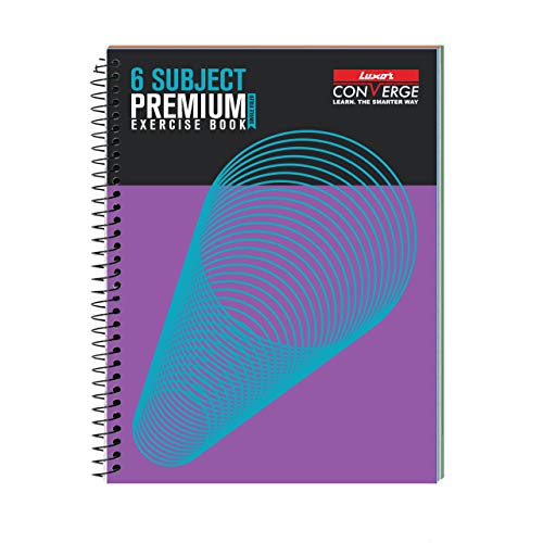Luxor 6 Subject Spiral Premium Exercise Notebook, Single Ruled – (20.3cm x 26.7cm), 300 Pages