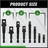 SWANLAKE 9PC Socket Adapter Set Hex Shank Impact Driver 1/4 3/8 1/2 Drill view 2