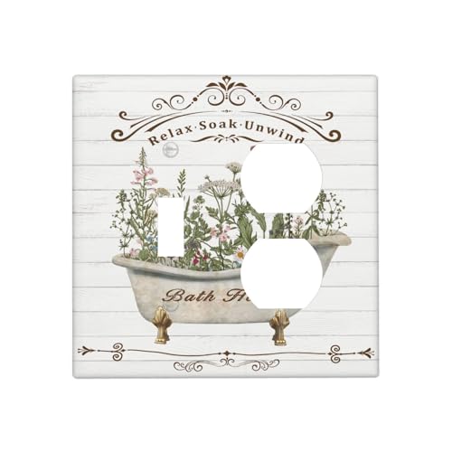 Rustic Botanical Flower 2 Gang Light Switch Cover
