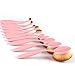 BeautyCoco Oval Toothbrush Makeup Brush Set Foundation Brushes Contour Powder Blush Conceler Brush Makeup Cosmetic Tool Set Rose Gold with Gift Box (Pink)