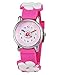 ZEIGER New Fashion Children Kids Toddler Watches Girls Age 5-10 Time Teacher, Cartoon Character 3D Floral Silicone Band -Pink