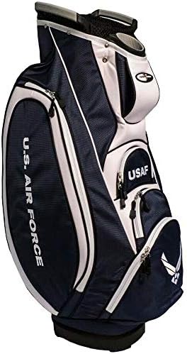Team Golf Military Air Force Victory Golf Cart Bag, 10-way Top with Integrated Dual Handle & External Putter Well, Cooler Pocket, Padded Strap, Umbrella Holder & Removable Rain Hood Team Golf Military Air Force Victory Golf Cart Bag, 10-way Top with Integrated Dual Handle & External Putter Well, Cooler Pocket, Padded Strap, Umbrella Holder & Removable Rain Hood