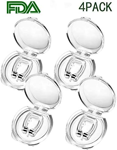 Clipple Silicone Magnetic Anti Snore Transparent Silicone Stop Snoring Device Silicone Nose Clip Tools Professional Relieve Snore Mini Comfortable Sleep Sleeping Aid for Men Women (4 pcs)