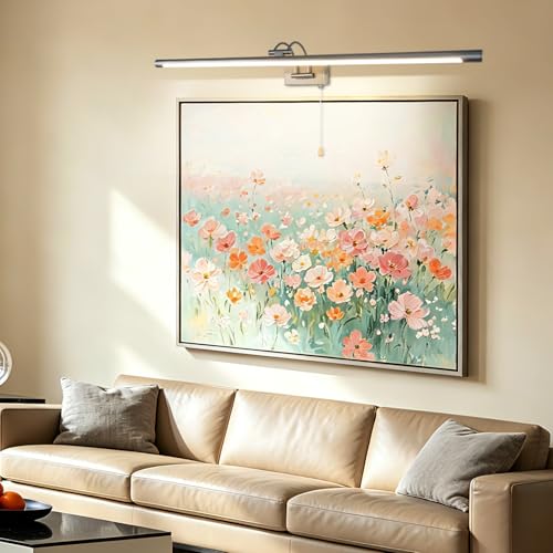 TYhogar LED Bathroom Mirror Lamp Nickel 90 cm 16 W 1820LM, Wall Sconce with Swivel Arm and Switch, Lighting for Cabinet and Vanity