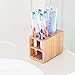 MobileVision Toothbrush and Toothpaste Holder Stand for Bathroom Vanity Storage, Bamboo, 5 slots