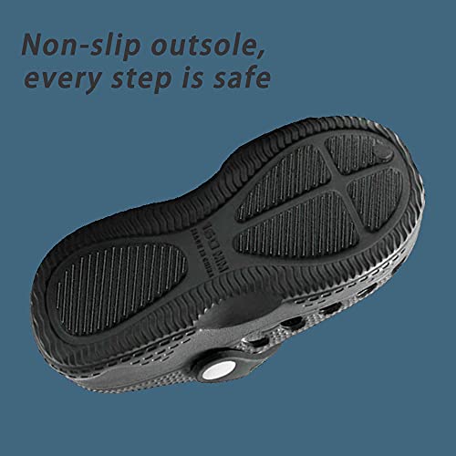 Kids Clogs for Boys Girls Non-Slip Cute Garden Shoes Children Lightweight Beach Pool Shower Slippers Sandals Mules Grey 180