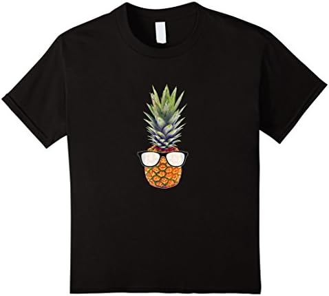 Kids Cool Pineapple Graphic T-Shirt with Black Sunglasses Black 10 Black