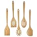 NEXGADGET Premium 5-Piece Bamboo Kitchen Utensil Set Includes Cooking Turners, Slotted Turner, Cooking Spoons and Spaghetti Server