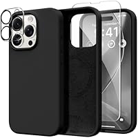 GONEZ for iPhone 15 Pro Max Case Silicone, Compatible with Magsafe, Camera Protector + Screen Protector, Soft Anti-Scratch Microfiber Lining, Liquid Silicone Shockproof Phone Cover, Black