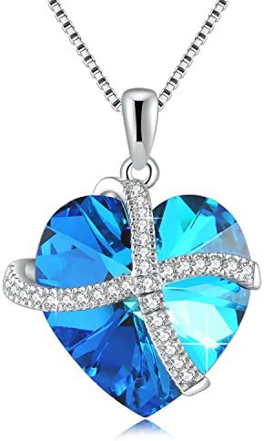 Grace Women’s Necklace,Heart Necklace,Pendant Necklace Made with Austria Crystal, Fashion Jewelry(Blue)