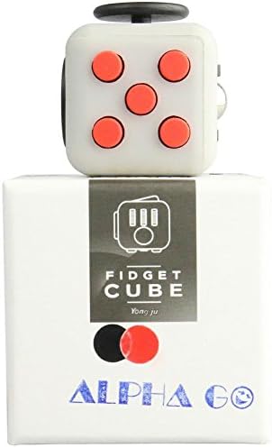 Premium Quality Fidget Cube Dice Toy, Anti-anxiety Relieves Stress and Depression, Calming Focus Toy for Children and Adults - Perfect Gift for Autism Anger ADD ADHD &amp; PTSD (Gray-Red)