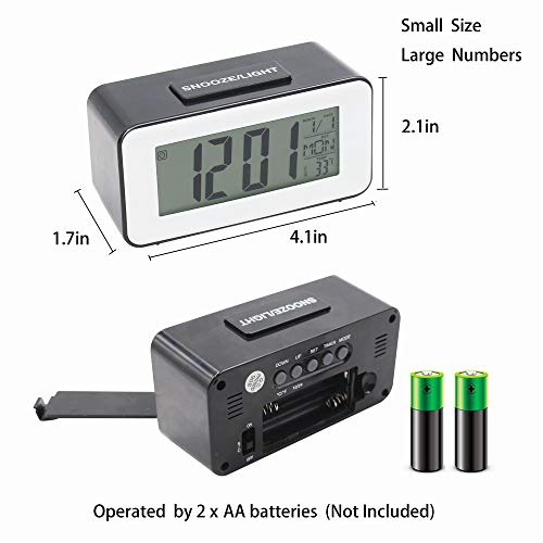 HAPITO Digtal Alarm Clock for Bedrooms - Sound Activated Backlight, Snooze, Time/Date/Temperature Display, 12/24 Hr and 16 World Time Zones for Kids, Desk, Bedside, Travel (Black) - Thumbnail 6