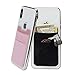 SHANSHUI Card Holder for Back of Phone, Adhesive Stretchy Fabric Lycra Double Slots Credit Card Sleeves Stick On Wallet Pocket Compatible for iPhone and Most Smartphones(Black&Pink)