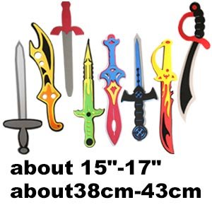 Pack of 10 Assorted Foam Sword and Shield Ninja Warrior Weapons Toy Set Pretend Playset for Kids