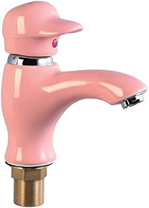 Pumpink Mini Colorful Mixer Tap Child Wash Basin Faucet Sink Spray Tap Single Hot And Cold Single-Hole Ceramic Cartoon Brass Metal Bathroom Mixer ( Color : Pink )
