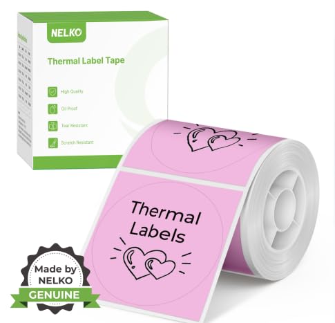 Photo 1 of Thermal Labels for Nelko PM220 Label Maker, 2 inch (50mm) Round Thermal Label, Waterproof, Multi-Purpose Label Tape, 1 Roll of 150 Self-Adhesive Thermal Paper (Pink)