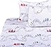 J pinno Twin Sheet Set Bedroom Decoration Gift, 100% Cotton, Flat Sheet + Fitted Sheet + Pillowcase Bedding Set (Train, Full)