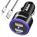 Ailun Fast Car Charger,Qualcomm Quick Charge 3.0 Adapter,with 1M Type-C Cable,Dual USB Port 35W,for Mobile Device Compatible iPhone X/Xs/XR/Xs Max,Galaxy s10s10 Plus,S9 S9+,S8 S8+[Black] primary