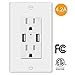 KEYGMA 4.2A/5V USB Outlet, Upgraded Electrical Wall Outlet with Dual High-Speed USB Ports, Duplex 15A Tamper Resistant USB Outlets Receptacle, Overcurrent Protection, White