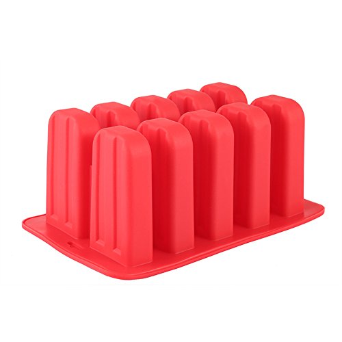 10-Cavity Frozen Ice Cream Pop Mold Silicone Popsicle Maker Lolly Mould with Cover Lid +12 Sticks - Thumbnail 3
