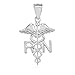 925 Sterling Silver Caduceus RN Charm Registered Nurse Pendant Necklace, 16