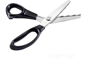 SHBBON 11 Sizes 2-18mm Pinking Shears, Stainless Steel Dressmaking Scissors, Serrated and Scalloped Blades, Professional Sewing Craft Cut Tailor Zig-Zag Tool (Scalloped 18mm)