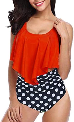 2019 Bikini Set for Women Two Piece Ruffle Spaghetti Strap Bikini High Waisted Swimsuit Swimwear by-NWEONESUN