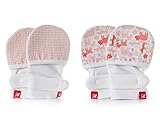 Goumikids Goumimitts Soft Stay On Scratch Mittens - Stop Scratches and Germs, 2 Pack (Drops/Poppy - Forest Friends/Poppy, 0-3 Months)