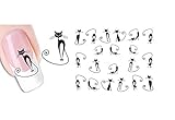 6Sheets(120PCS) Cartoon Cat Design Nail Art Stickers- Nail Vinyls Stencils Cute Decals Nail Tips Toe Decoration