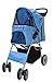 VIVO Four Wheel Pet Stroller, for Cat, Dog and More, Foldable Carrier Strolling Cart, Multiple Colors (Blue)