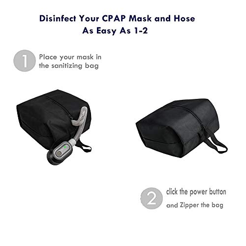 Denshine Black Mini CPAP Cleaner, Portable CPAP Cleaner and Sanitizer Includes Sanitizing Bag, CPAP Cleaner Disinfector for Masks, Cushion, 22mm Diameter of Tubing and Household Sterilization Cleaning