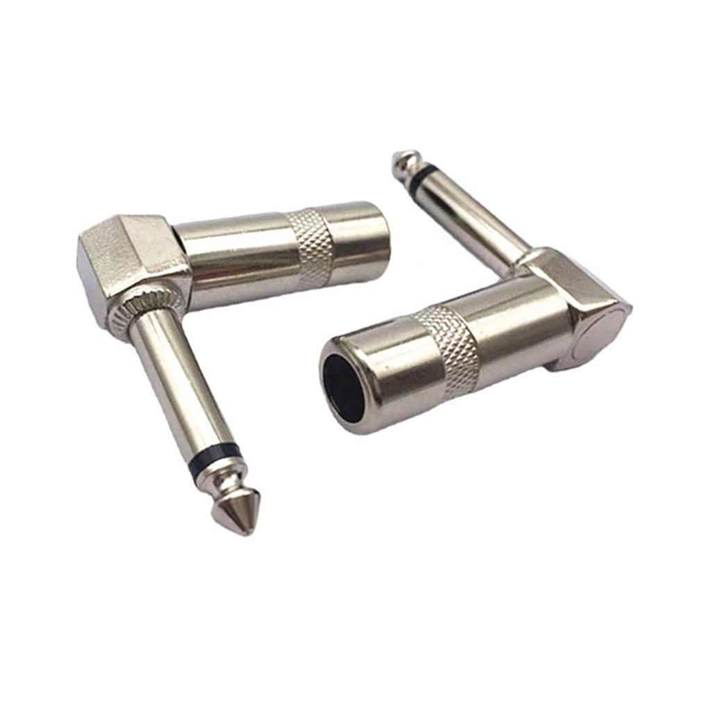 Alnicov 6PCS Audio 1/4" Right Angle Plug 6.35mm 90 Degree TS Mono Male Solder Jack Connector for Speaker Guitar