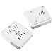 BESTTEN USB Outlet Surge Protector, 4 USB (Max 4.2A) Charging Ports and 3 AC Electrical Sockets, Wall Mount Multi Outlet Extender with 2 Slide Out Phone Holders, ETL Certified, White