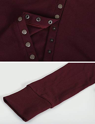 Weilim Women's V-Neck Button Down Knitwear Long Sleeve Casual Cardigans Sweater WineRed L - Thumbnail 6