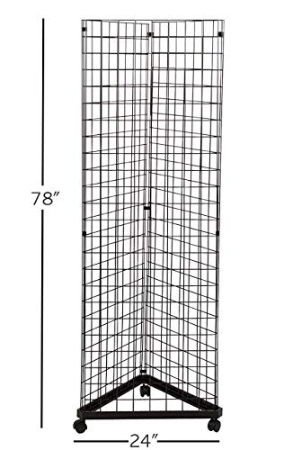 Only Hangers Black Triangle Wire Gridwall Panel Display Rack with Casters - Thumbnail 3