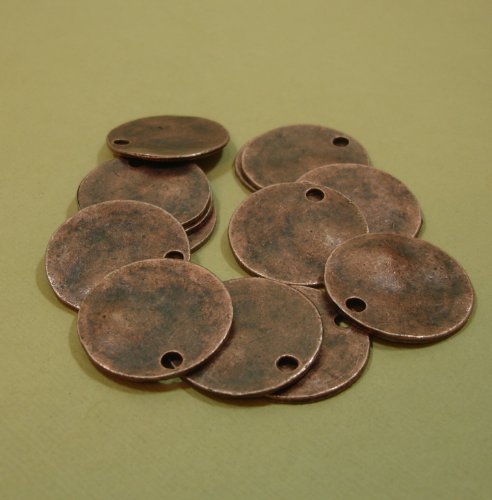 BeadsTreasure 10 Pcs- Antiqued Copper Plated Wavy Disc ...