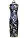GoodOrient Brocade Chrysanthemum Print Chinese Dress Cheongsam (XS, Blue)