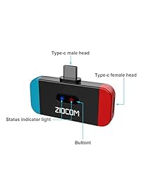 ZIOCOM Bluetooth Adapter Audio Transmitter for Nintendo Switch,USB C Connector APTX Low Latency,Support in-Game Voice and Two Devices,Compatible with AirPods PS4 Bose Sony and Bluetooth Headphones
