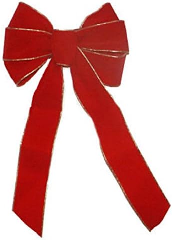 HOLIDAY TRIM 7715 7 Loop Velvet Bow for Decoration, Red/Gold