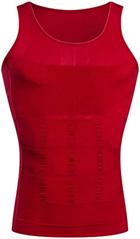 Roludom Men's Slimming Trimmer Body Shaper Vest Tank Top (XXL, Red)