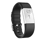 For Fitbit Charge 2 Bands, Adjustable Replacement Bands for Fitbit Charge 2 with Metal Clasp Small Large Black