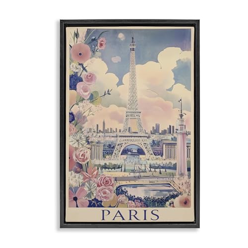 'Vintage Spring In Paris'| Floating Frame Canvas Art