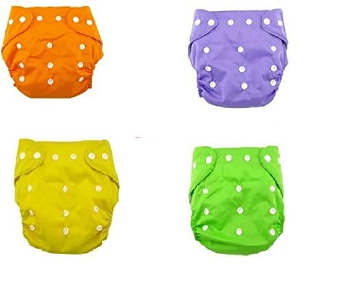 Chinmay Kids Quirk Reusable Baby Washable Cloth Diaper Nappies with Wet-Free for Babies of Ages 0 to 2 Years (O,G,Y,Prpl) (Colour May Vary/Assorted Colours)